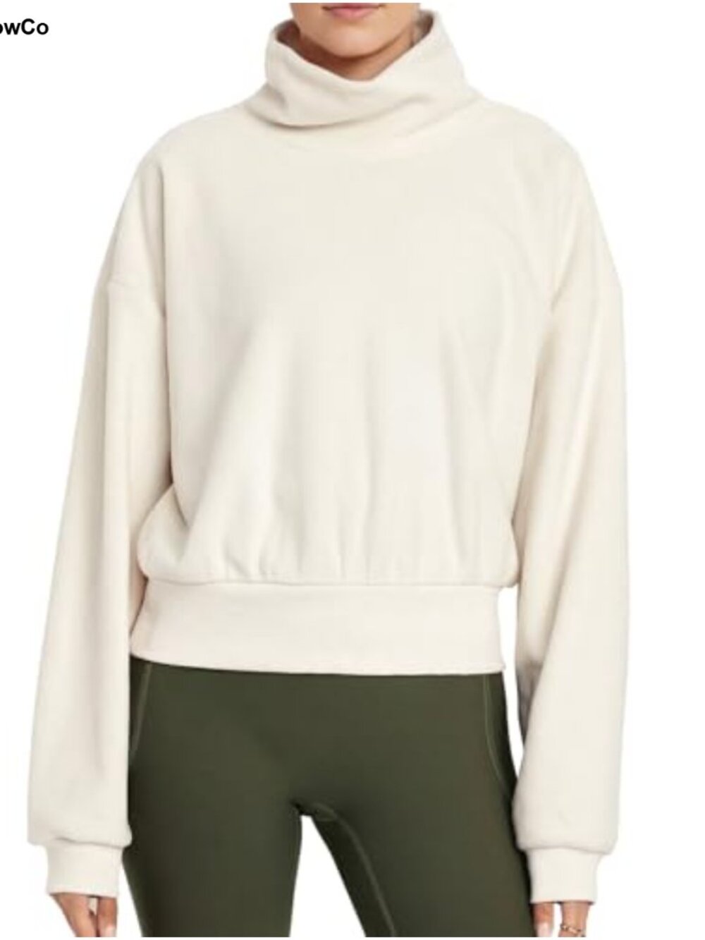 Women's Cropped Fleece Mock Neck Sweatshirt Microfleece Pullover Top